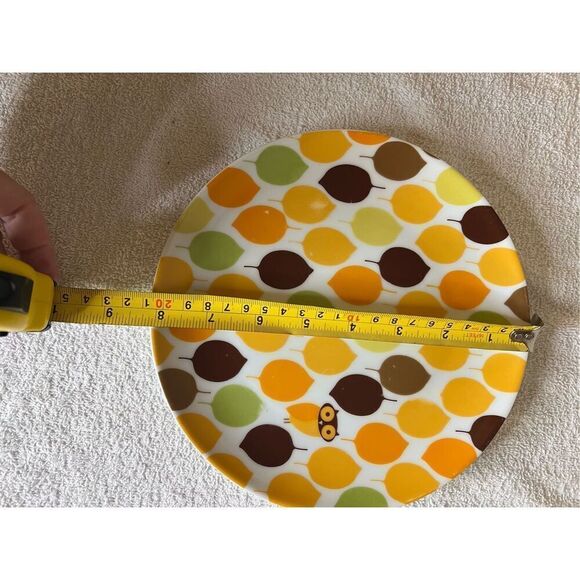 SET OF 5 RACHAEL RAY LITTLE HOOT SALAD PLATES 8" OWL LEAF PLATES - Picture 5 of 5